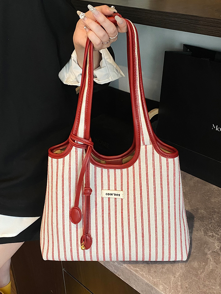 Minimalist Striped One-Shoulder Tote Bag for Women - Large Capacity College Style Summer 2025 Bag Minimalist Striped One-Shoulder Tote Bag for Women - Large Capacity College Style Summer 2025 Bag