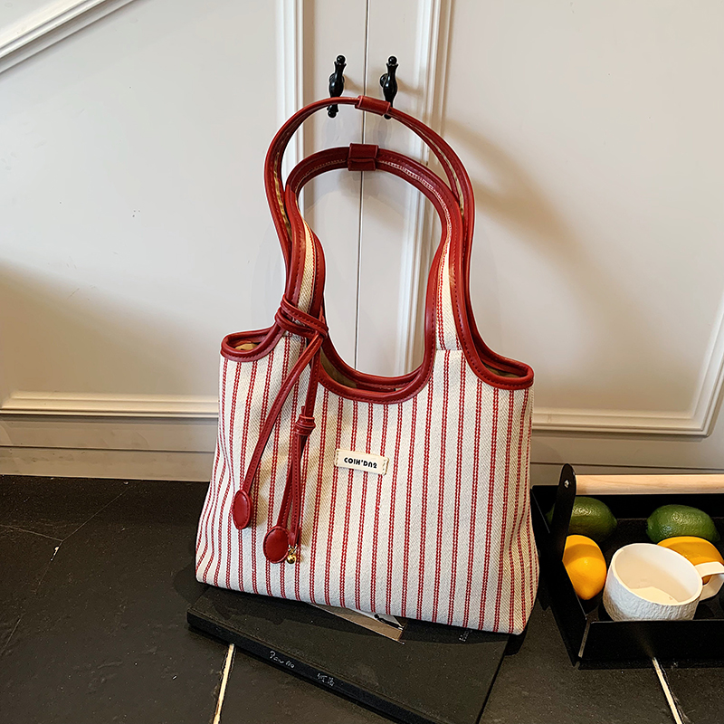 Minimalist Striped One-Shoulder Tote Bag for Women - Large Capacity College Style Summer 2025 Bag Minimalist Striped One-Shoulder Tote Bag for Women - Large Capacity College Style Summer 2025 Bag