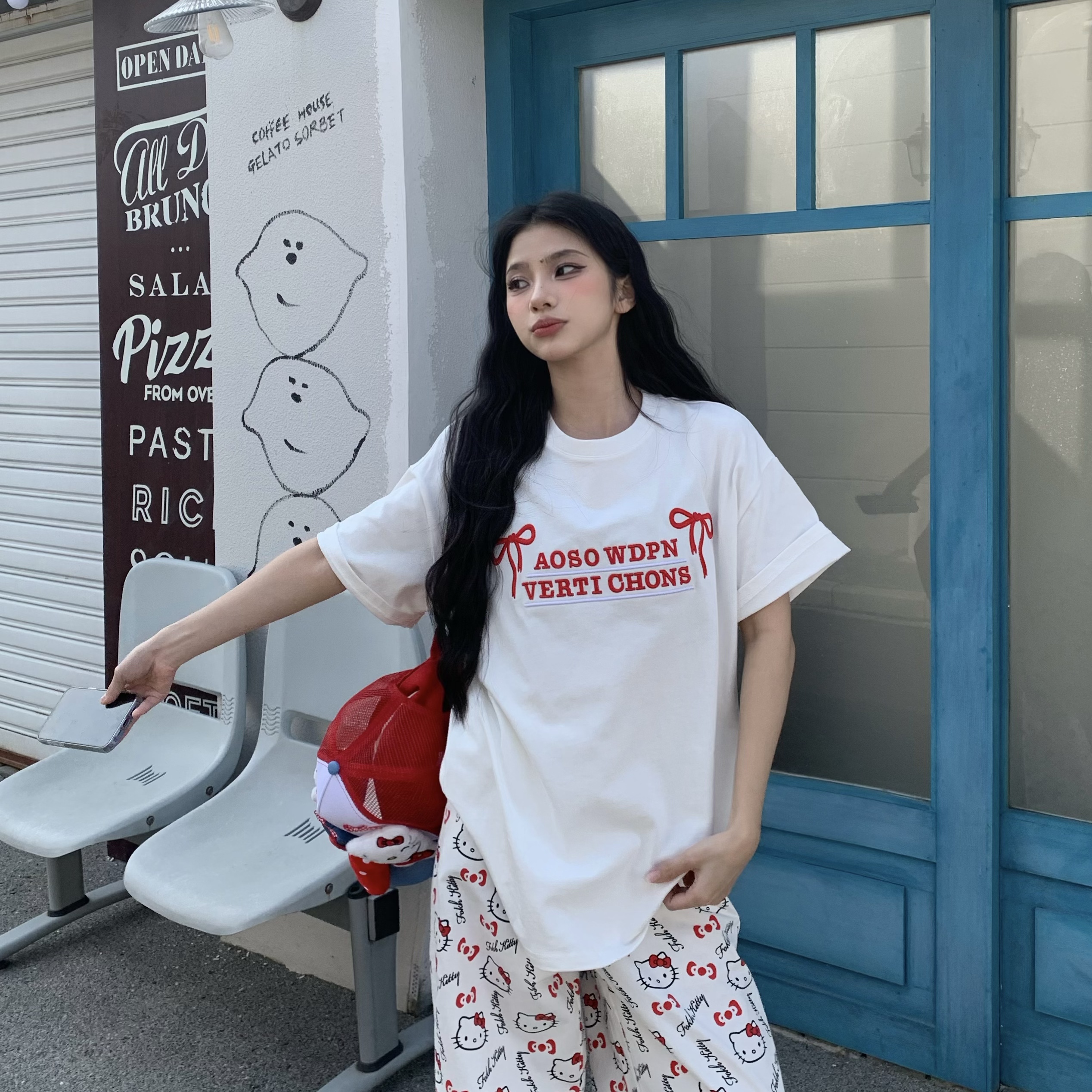 Mint Green Embroidered Short Sleeve T-Shirt for Women - 2025 Summer Lazy Loose Versatile Top - Y2K Style Mint Green Embroidered Short Sleeve T-Shirt for Women - 2025 Summer Lazy Loose Versatile Top - Y2K Style