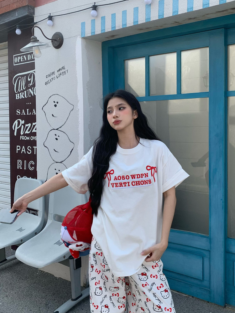 Mint Green Embroidered Short Sleeve T-Shirt for Women - 2025 Summer Lazy Loose Versatile Top - Y2K Style Mint Green Embroidered Short Sleeve T-Shirt for Women - 2025 Summer Lazy Loose Versatile Top - Y2K Style