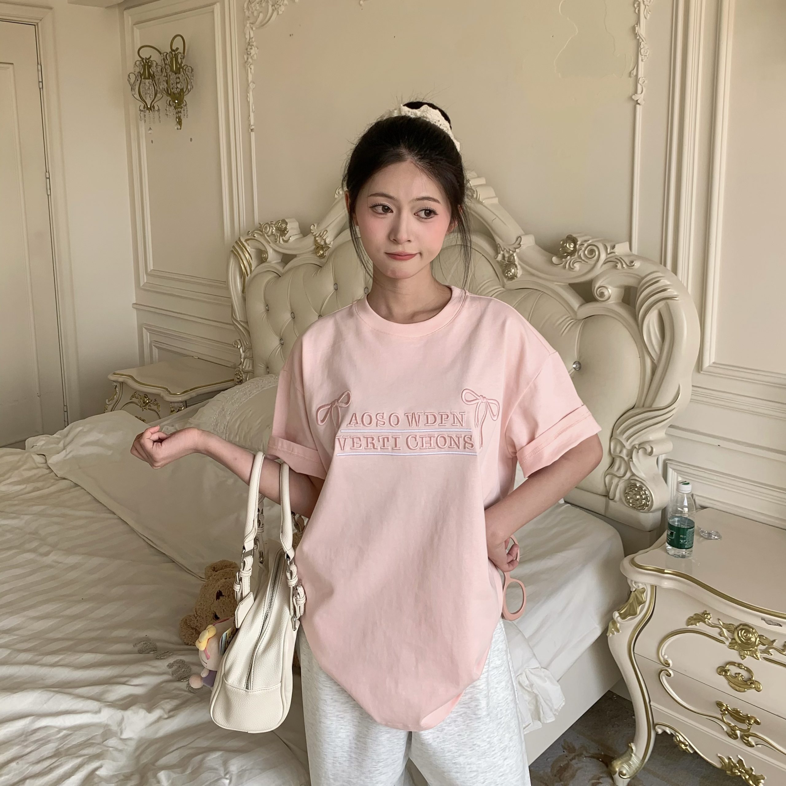 Mint Green Embroidered Short Sleeve T-Shirt for Women - 2025 Summer Lazy Loose Versatile Top - Y2K Style Mint Green Embroidered Short Sleeve T-Shirt for Women - 2025 Summer Lazy Loose Versatile Top - Y2K Style