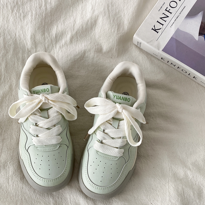 Mint Green Thick-Soled Board Shoes for Women - Versatile Casual Sports Sneakers for Spring 2025, Trendy & Comfortable Mint Green Thick-Soled Board Shoes for Women - Versatile Casual Sports Sneakers for Spring 2025, Trendy & Comfortable