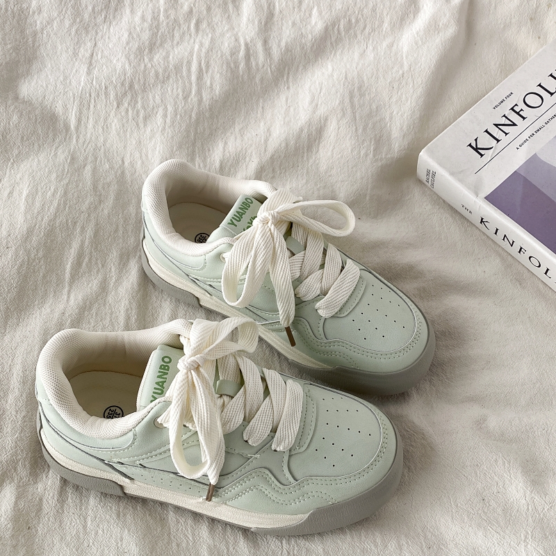 Mint Green Thick-Soled Board Shoes for Women - Versatile Casual Sports Sneakers for Spring 2025, Trendy & Comfortable Mint Green Thick-Soled Board Shoes for Women - Versatile Casual Sports Sneakers for Spring 2025, Trendy & Comfortable