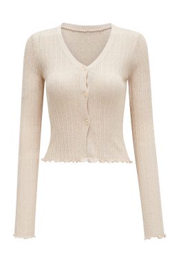 Multi-Color Slim Fit Long Sleeve V-Neck Knitted Cardigan Top for Women - European and American Style Y2K Fashion