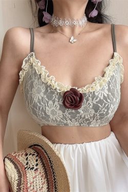 Multi-Way Wear Two-Piece Set - Handmade Elegant Lace Rose Camisole Top and Bottom - Fashionable Y2K Style