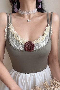 Multi-Way Wear Two-Piece Set - Handmade Elegant Lace Rose Camisole Top and Bottom - Fashionable Y2K Style