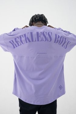 Multicolor Retro Print Loose Long Sleeve T-shirt for Boys - 90s Inspired Streetwear Style