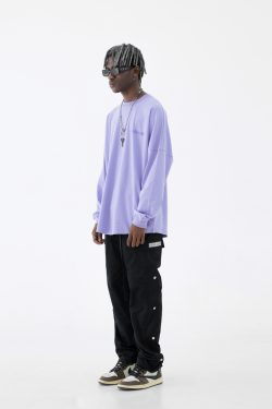 Multicolor Retro Print Loose Long Sleeve T-shirt for Boys - 90s Inspired Streetwear Style