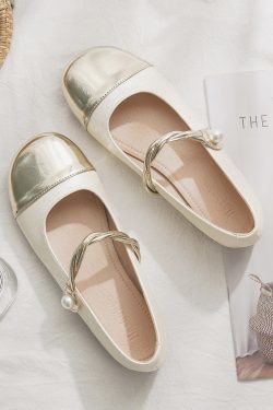 National Style Sheepskin Mary Jane Shoes for Women – Shallow Mouth Fairy Flat Shoes, Perfect for Summer Skirt Outfits