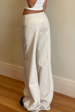 Off-White Wide-Leg Casual Pants for Women, Unique Button Design, Loose Fit, Slimming Long Trousers, Versatile Everyday Style