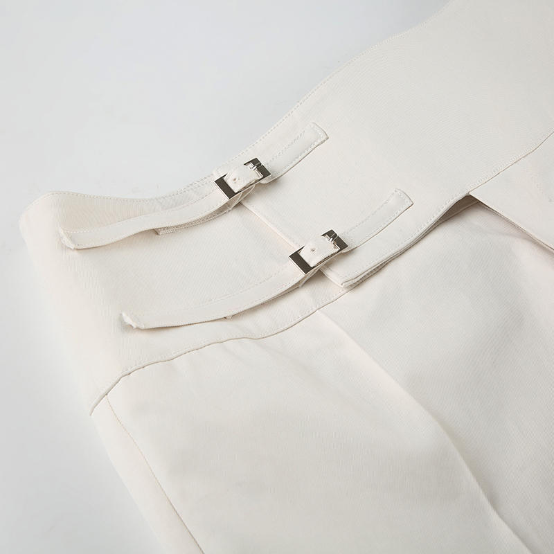 Off-White Wide-Leg Casual Pants for Women, Unique Button Design, Loose Fit, Slimming Long Trousers, Versatile Everyday Style Off-White Wide-Leg Casual Pants for Women, Unique Button Design, Loose Fit, Slimming Long Trousers, Versatile Everyday Style