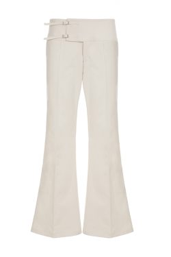 Off-White Wide-Leg Casual Pants for Women, Unique Button Design, Loose Fit, Slimming Long Trousers, Versatile Everyday Style