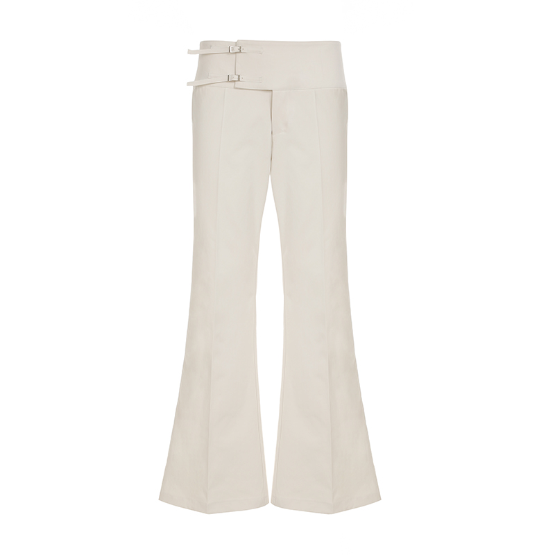 Off-White Wide-Leg Casual Pants for Women, Unique Button Design, Loose Fit, Slimming Long Trousers, Versatile Everyday Style Off-White Wide-Leg Casual Pants for Women, Unique Button Design, Loose Fit, Slimming Long Trousers, Versatile Everyday Style