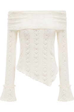 One-Shoulder Hollow-Out Knitted Long Sleeve T-Shirt for Women – Slim Fit European and American Style Spicy Girl Top