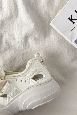 Open-Toe Sports Sandals for Women - 2025 Summer Breathable Ugly-Cute Dad Shoes in White, Trendy Casual Footwear