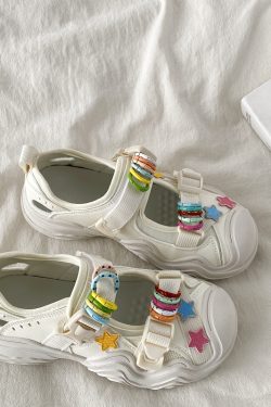 Open-Toe Sports Sandals for Women - 2025 Summer Breathable Ugly-Cute Dad Shoes in White, Trendy Casual Footwear