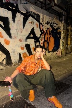 Orange Plaid Long Sleeve Shirt for Men and Women - American Retro Loose-Fitting Casual High Street Couple Top