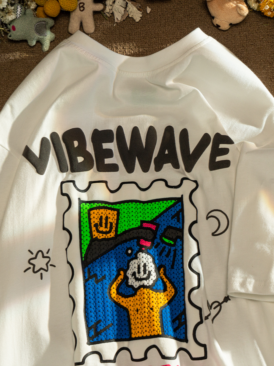 Oversized American Style Cartoon Print Short Sleeve T-Shirt for Men & Women, Plus Size Couple Outfit, Casual Cotton Top Oversized American Style Cartoon Print Short Sleeve T-Shirt for Men & Women, Plus Size Couple Outfit, Casual Cotton Top