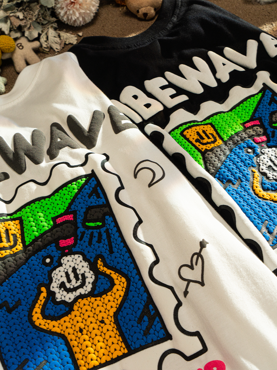 Oversized American Style Cartoon Print Short Sleeve T-Shirt for Men & Women, Plus Size Couple Outfit, Casual Cotton Top Oversized American Style Cartoon Print Short Sleeve T-Shirt for Men & Women, Plus Size Couple Outfit, Casual Cotton Top