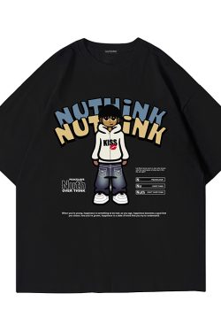 Oversized Funny Cartoon Printed Short-Sleeve T-Shirt for Men, Summer Streetwear, Casual Loose Fit, Trending Graphic Tee
