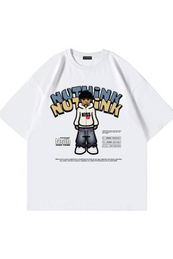 Oversized Funny Cartoon Printed Short-Sleeve T-Shirt for Men, Summer Streetwear, Casual Loose Fit, Trending Graphic Tee