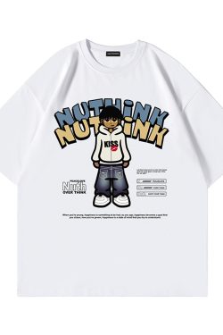 Oversized Funny Cartoon Printed Short-Sleeve T-Shirt for Men, Summer Streetwear, Casual Loose Fit, Trending Graphic Tee