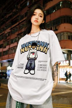 Oversized Funny Cartoon Printed Short-Sleeve T-Shirt for Men, Summer Streetwear, Casual Loose Fit, Trending Graphic Tee