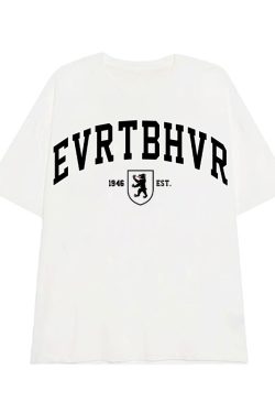 Oversized Gray Retro T-Shirt for Women - Short Sleeve Vintage Y2K American Style Top