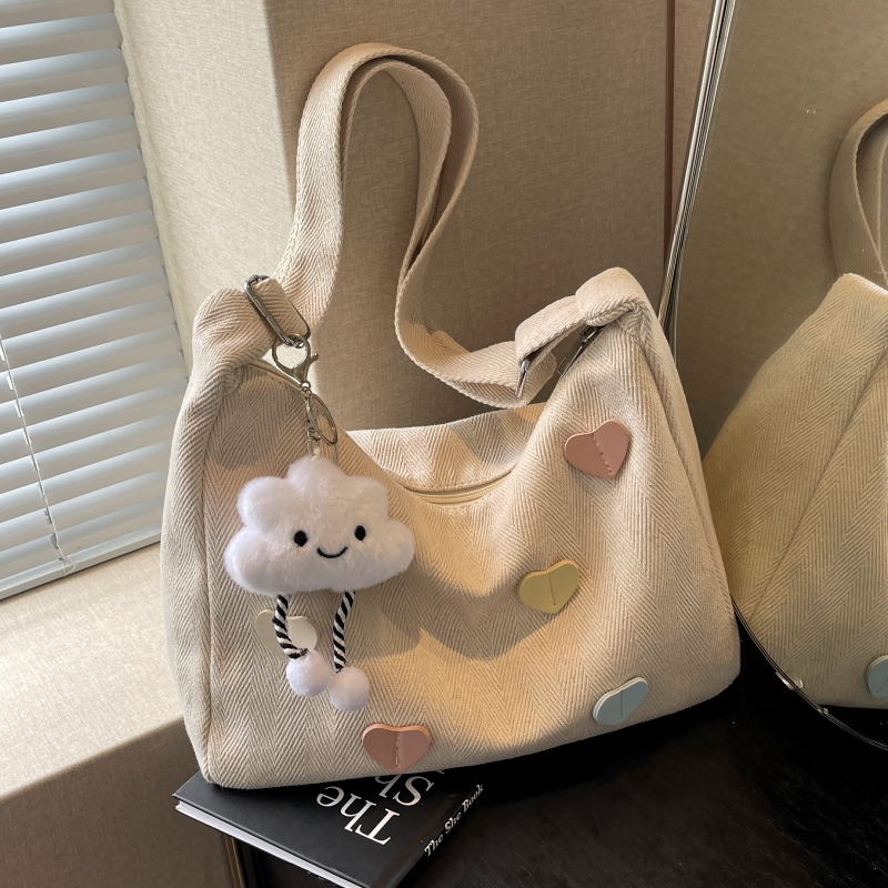 Peach Heart Canvas Underarm Bag for Women, Niche Design Single Shoulder Dumpling Bag, Korean Style Crossbody for Students Peach Heart Canvas Underarm Bag for Women, Niche Design Single Shoulder Dumpling Bag, Korean Style Crossbody for Students