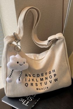 Peach Heart Canvas Underarm Bag for Women, Niche Design Single Shoulder Dumpling Bag, Korean Style Crossbody for Students