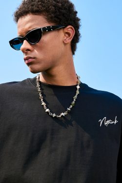 Pearl Letter Short Sleeve T-Shirt - American Vintage Streetwear Heavyweight Unisex Tee for Summer 2025 - Casual Y2K Style