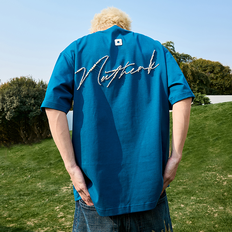 Pearl Letter Short Sleeve T-Shirt - American Vintage Streetwear Heavyweight Unisex Tee for Summer 2025 - Casual Y2K Style Pearl Letter Short Sleeve T-Shirt - American Vintage Streetwear Heavyweight Unisex Tee for Summer 2025 - Casual Y2K Style