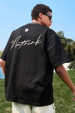 Pearl Letter Short Sleeve T-Shirt - American Vintage Streetwear Heavyweight Unisex Tee for Summer 2025 - Casual Y2K Style