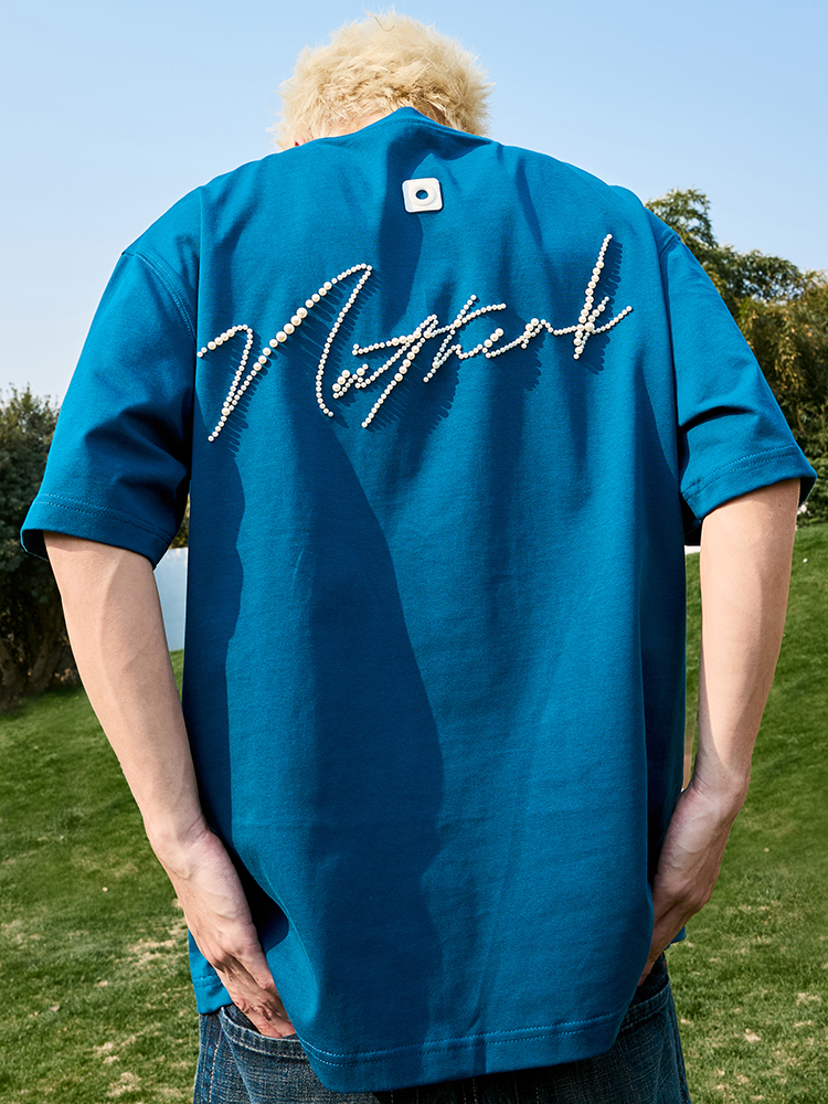 Pearl Letter Short Sleeve T-Shirt - American Vintage Streetwear Heavyweight Unisex Tee for Summer 2025 - Casual Y2K Style Pearl Letter Short Sleeve T-Shirt - American Vintage Streetwear Heavyweight Unisex Tee for Summer 2025 - Casual Y2K Style