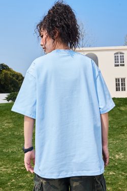 Pearl Letter Unisex Short Sleeve T-Shirt - Vintage American Style, Heavyweight, Trendy 2025 Summer Fashion