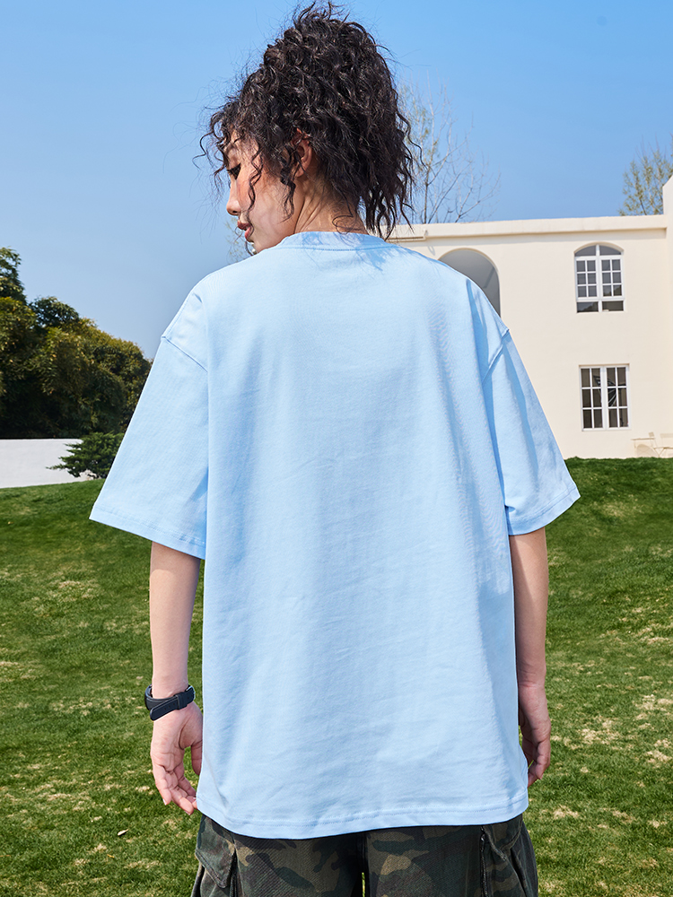 Pearl Letter Unisex Short Sleeve T-Shirt - Vintage American Style, Heavyweight, Trendy 2025 Summer Fashion Pearl Letter Unisex Short Sleeve T-Shirt - Vintage American Style, Heavyweight, Trendy 2025 Summer Fashion