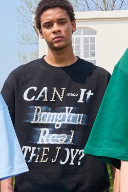 Pearl Letter Unisex Short Sleeve T-Shirt - Vintage American Style, Heavyweight, Trendy 2025 Summer Fashion