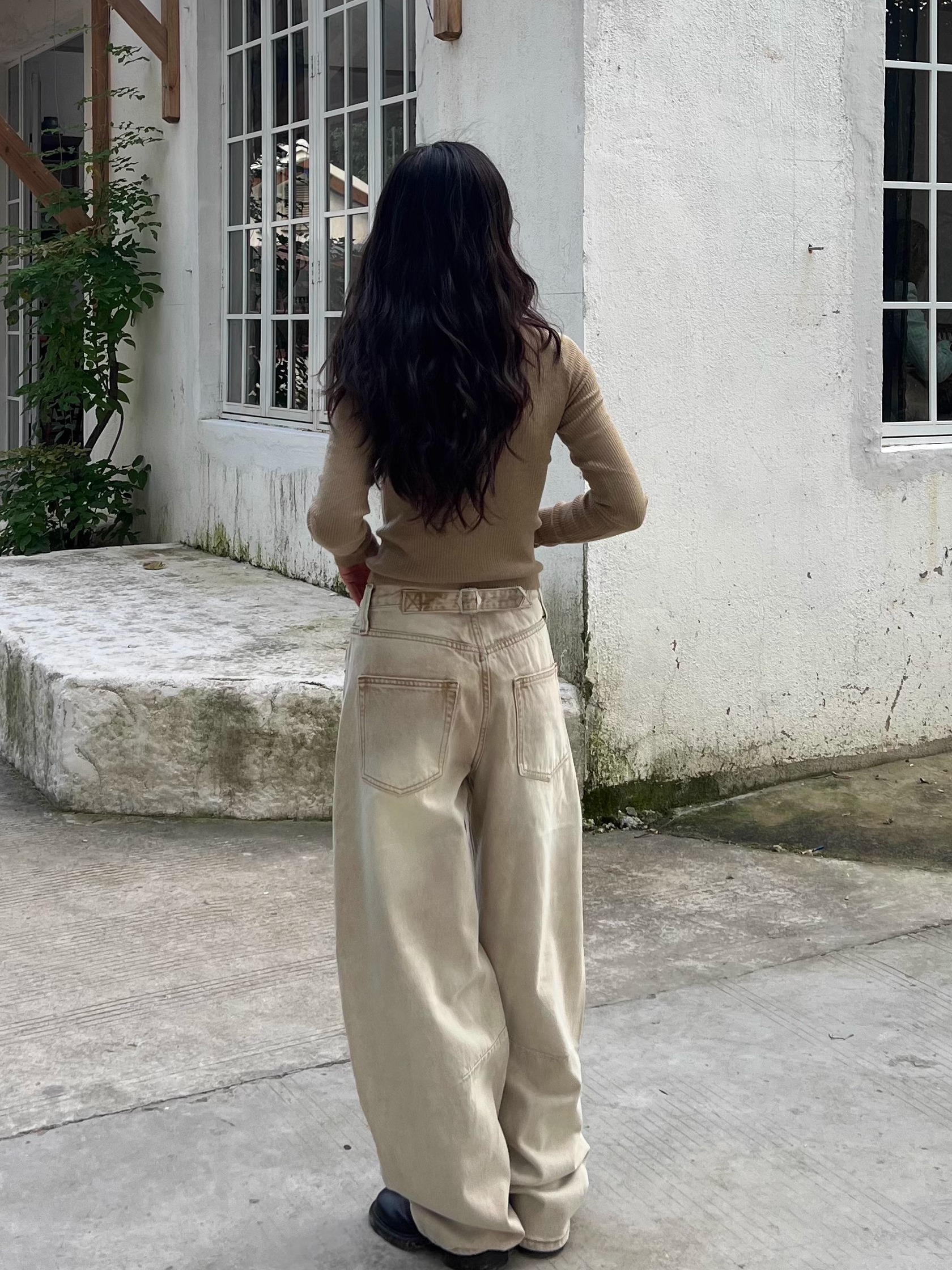 Petite High-Waisted Loose Slim Long Pants in Dirty Beige - Trendy Y2K Style for Women Petite High-Waisted Loose Slim Long Pants in Dirty Beige - Trendy Y2K Style for Women