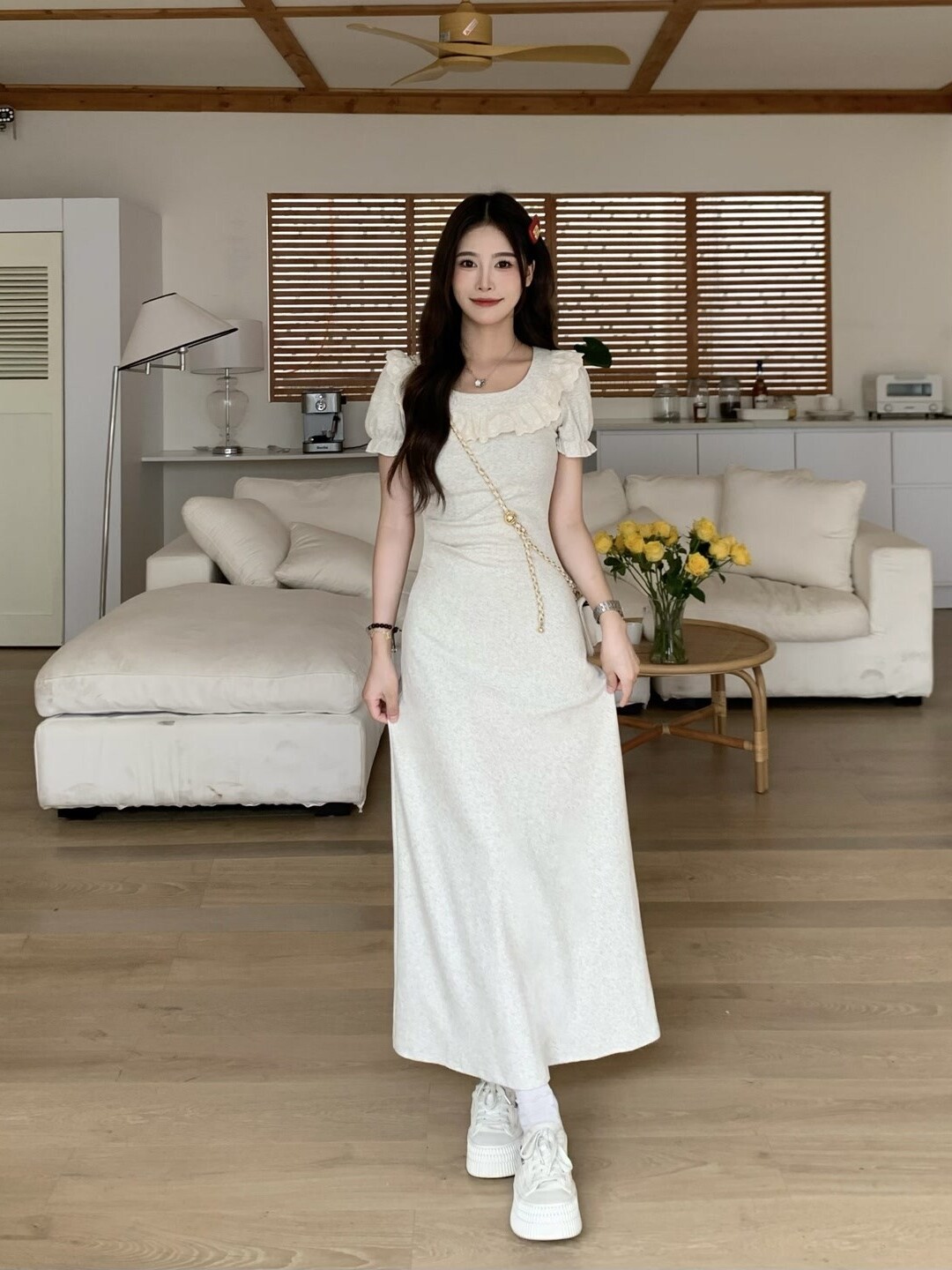 Petite Pear-Shaped French Half-Sleeve Dress - 2025 New Summer Style with Long Skirt for Effortless Elegance Petite Pear-Shaped French Half-Sleeve Dress - 2025 New Summer Style with Long Skirt for Effortless Elegance