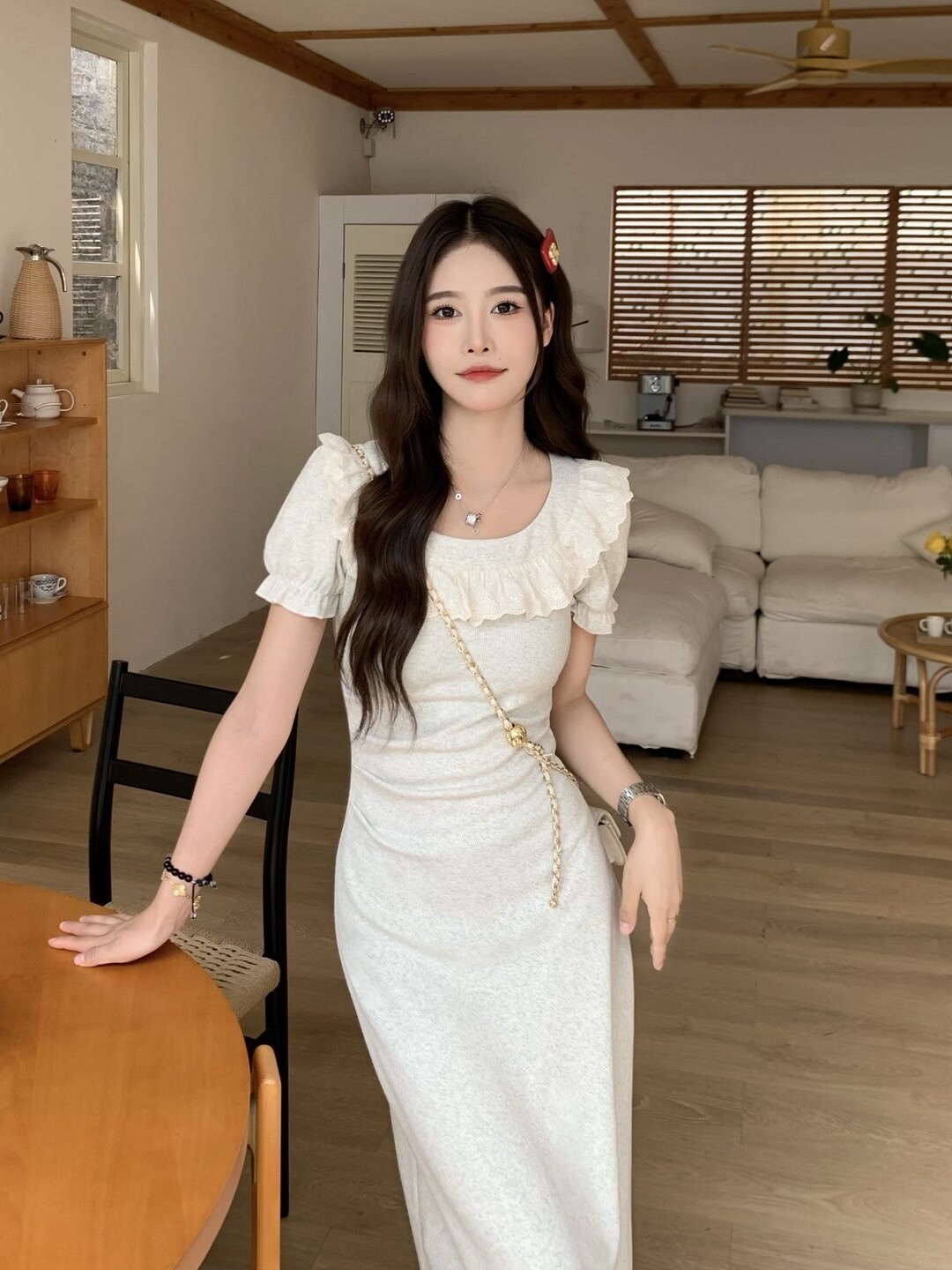 Petite Pear-Shaped French Half-Sleeve Dress - 2025 New Summer Style with Long Skirt for Effortless Elegance Petite Pear-Shaped French Half-Sleeve Dress - 2025 New Summer Style with Long Skirt for Effortless Elegance