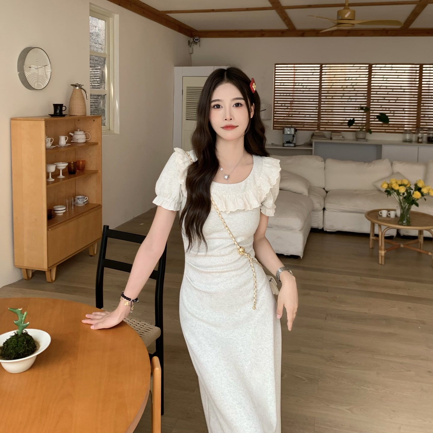 Petite Pear-Shaped French Half-Sleeve Dress - 2025 New Summer Style with Long Skirt for Effortless Elegance Petite Pear-Shaped French Half-Sleeve Dress - 2025 New Summer Style with Long Skirt for Effortless Elegance