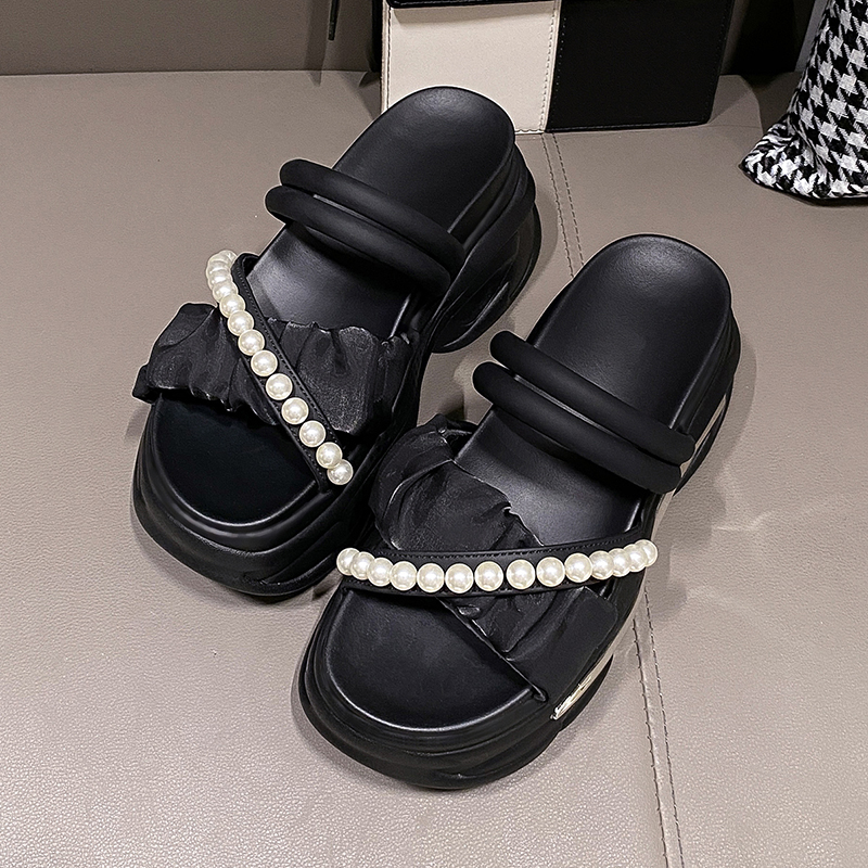 Petite Summer Open-Toe Platform Sandals - Comfortable Thick-Soled Wrinkled Design for Women - Versatile Casual Footwear Petite Summer Open-Toe Platform Sandals - Comfortable Thick-Soled Wrinkled Design for Women - Versatile Casual Footwear