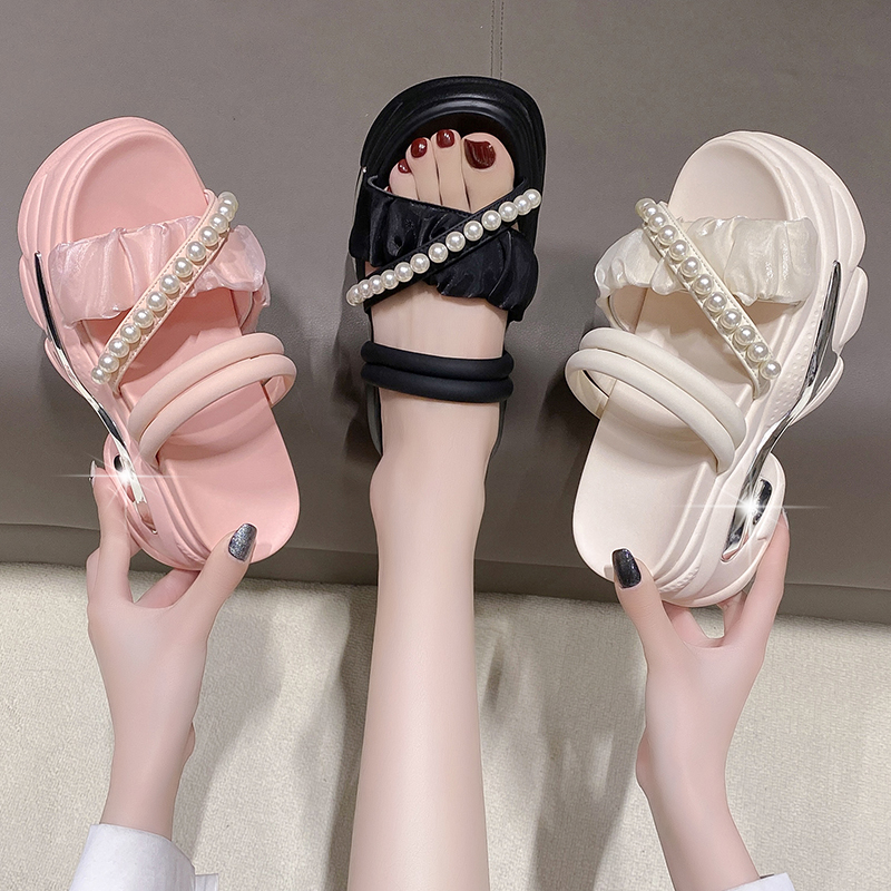 Petite Summer Open-Toe Platform Sandals - Comfortable Thick-Soled Wrinkled Design for Women - Versatile Casual Footwear Petite Summer Open-Toe Platform Sandals - Comfortable Thick-Soled Wrinkled Design for Women - Versatile Casual Footwear