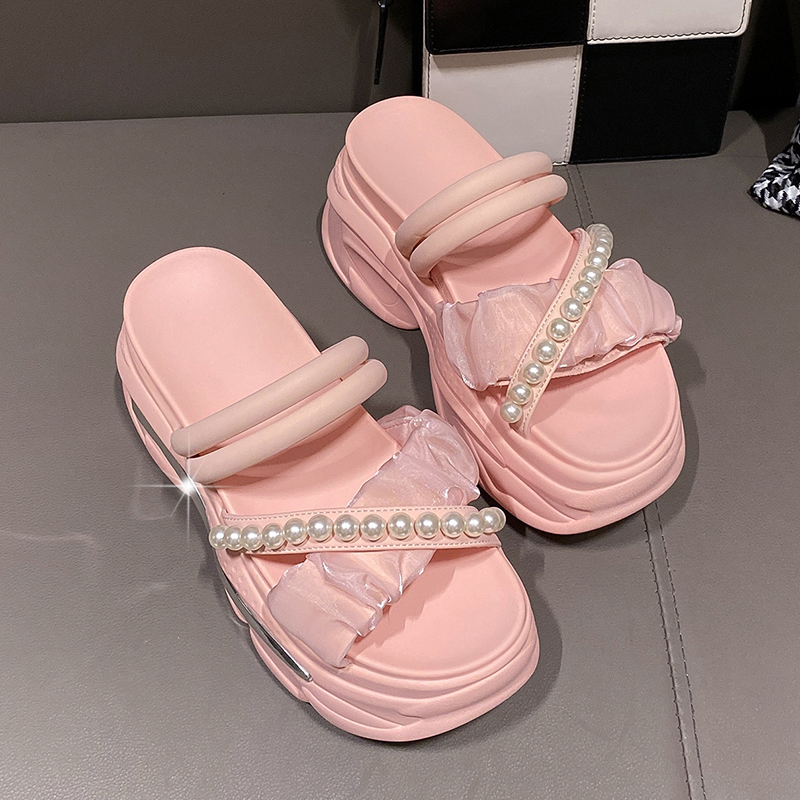 Petite Summer Open-Toe Platform Sandals - Comfortable Thick-Soled Wrinkled Design for Women - Versatile Casual Footwear Petite Summer Open-Toe Platform Sandals - Comfortable Thick-Soled Wrinkled Design for Women - Versatile Casual Footwear