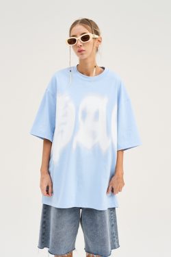 Phantom Gothic Street Style Loose Round Neck Short Sleeve T-Shirt - Trendy Urban Fashion, Y2K Aesthetic, Comfortable Fit