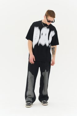 Phantom Gothic Street Style Loose Round Neck Short Sleeve T-Shirt - Trendy Urban Fashion, Y2K Aesthetic, Comfortable Fit