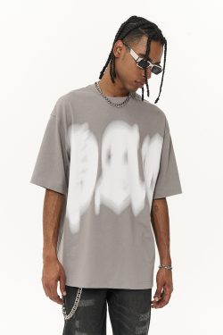 Phantom Gothic Street Style Loose Round Neck Short Sleeve T-Shirt - Trendy Urban Fashion, Y2K Aesthetic, Comfortable Fit