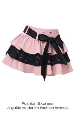 Pink Cake-Style Half-Length Skirt for Women, Sweet and Spicy Bow Tie Lace-Up Puff Skirt, 2025 Summer Fashion