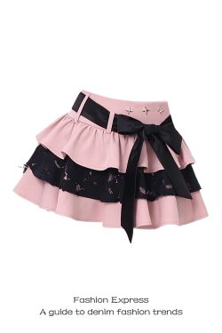 Pink Cake-Style Half-Length Skirt for Women, Sweet and Spicy Bow Tie Lace-Up Puff Skirt, 2025 Summer Fashion