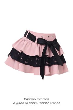Pink Cake-Style Half-Length Skirt for Women, Sweet and Spicy Bow Tie Lace-Up Puff Skirt, 2025 Summer Fashion